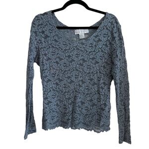 VTG Y2K Blue Lace Long Sleeve Shirt sz Large